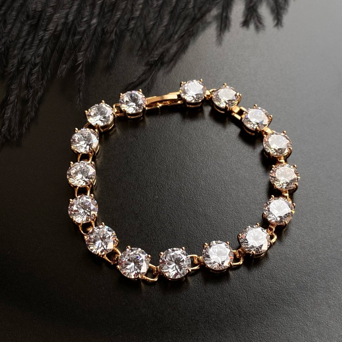 Royal Round Crystal Gold - Plated Bracelet16.5 cm bracelet8mm width braceletelegant bracelet