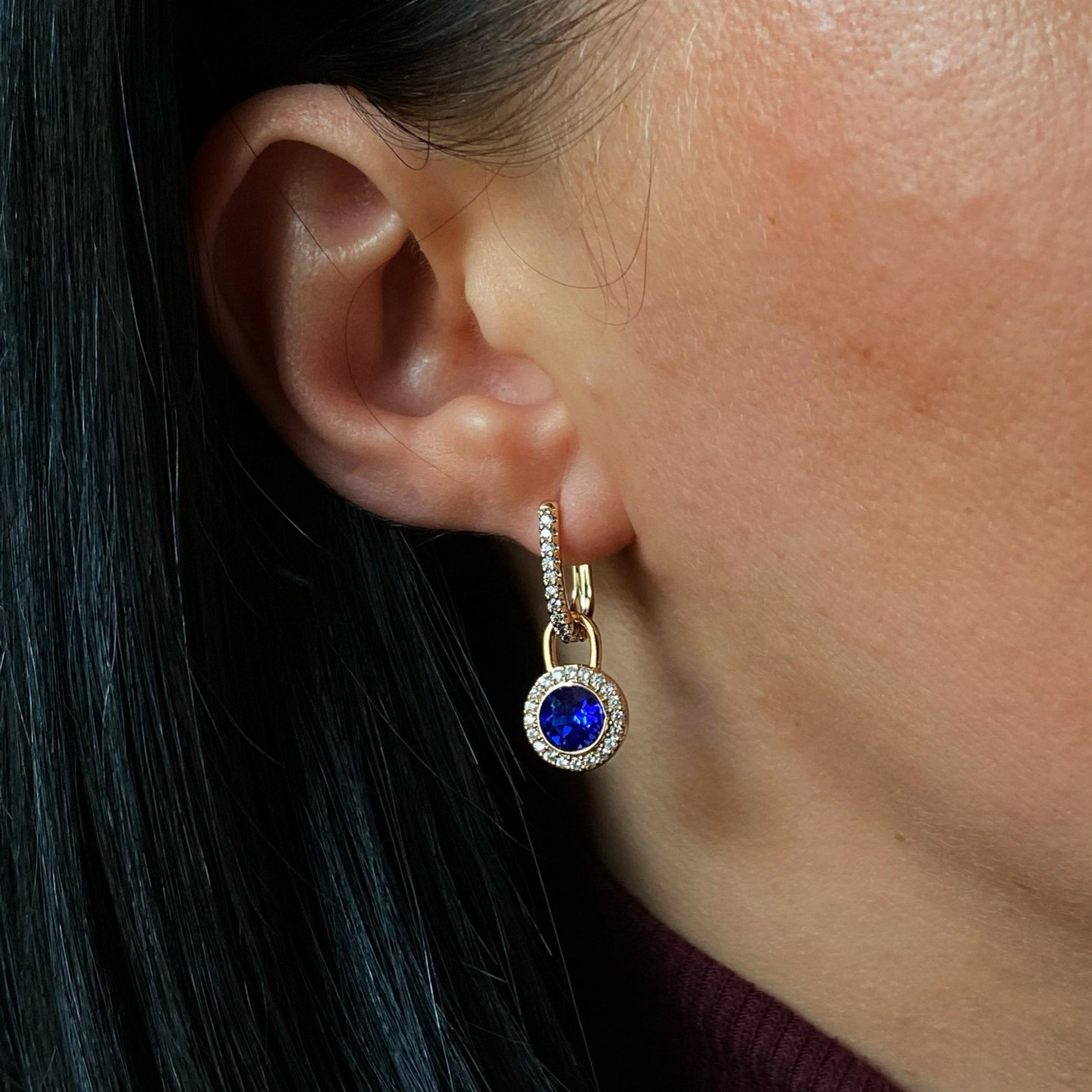 Royal Sapphire - Removable Drop Earrings18k Gold - Plated Earrings2 - in - 1 earringsBlue Crystal Earrings