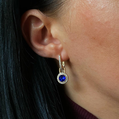 Royal Sapphire - Removable Drop Earrings18k Gold - Plated Earrings2 - in - 1 earringsBlue Crystal Earrings