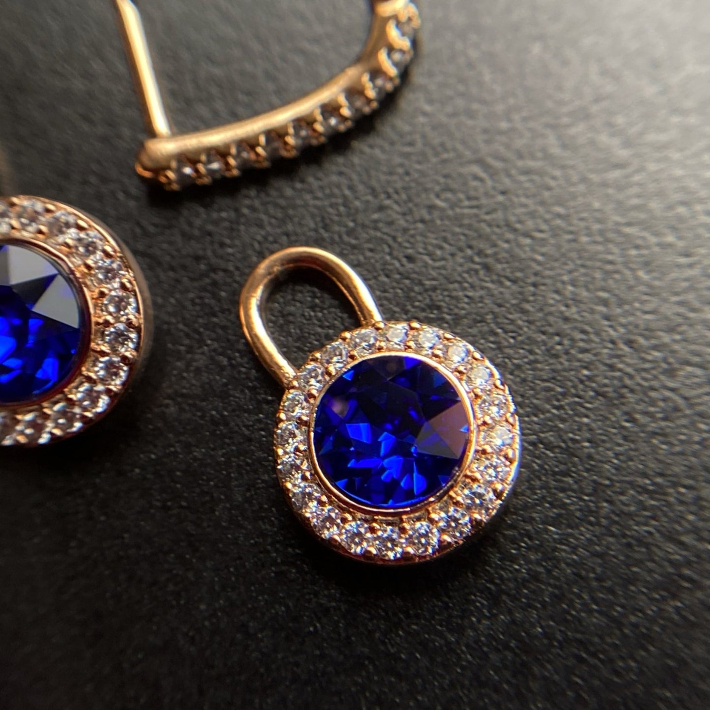 Royal Sapphire - Removable Drop Earrings18k Gold - Plated Earrings2 - in - 1 earringsBlue Crystal Earrings