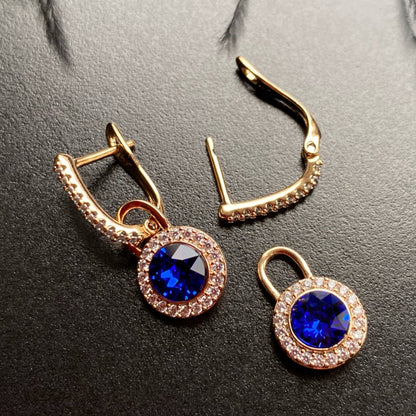 Royal Sapphire - Removable Drop Earrings18k Gold - Plated Earrings2 - in - 1 earringsBlue Crystal Earrings