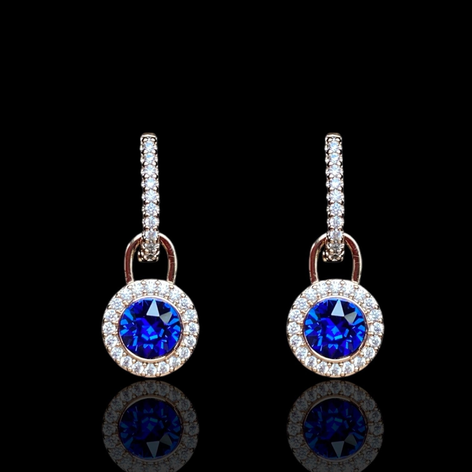 Royal Sapphire - Removable Drop Earrings18k Gold - Plated Earrings2 - in - 1 earringsBlue Crystal Earrings