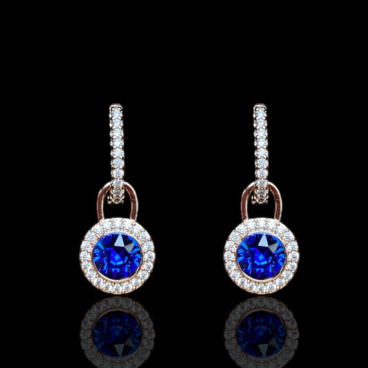 Royal Sapphire - Removable Drop Earrings18k Gold - Plated Earrings2 - in - 1 earringsBlue Crystal Earrings