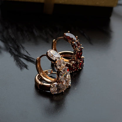 Ruby & Crystal Glam - Gold Plated Hoop Earrings 18k gold hoop earrings crystal hoops Elegant Hoop Earrings