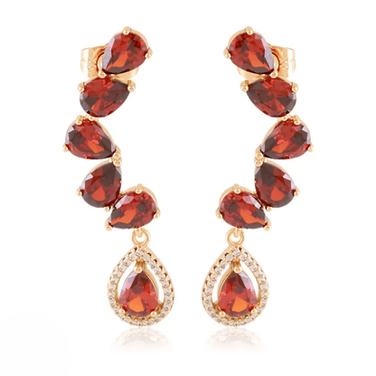 Ruby Glam – Apzeltīti svētku nagliņu auskari ar sarkaniem kristāliem - 18k - apzeltita - rotas