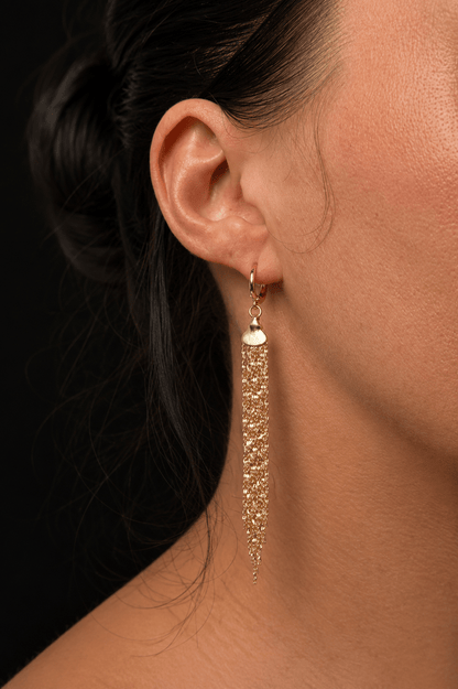 Sabine - 18k Gold Plated Dangle Earrings with Chains Gold Plated Jewelry for Women