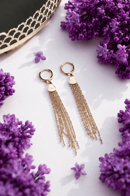 Sabine - 18k Gold Plated Dangle Earrings with Chains Gold Plated Jewelry for Women