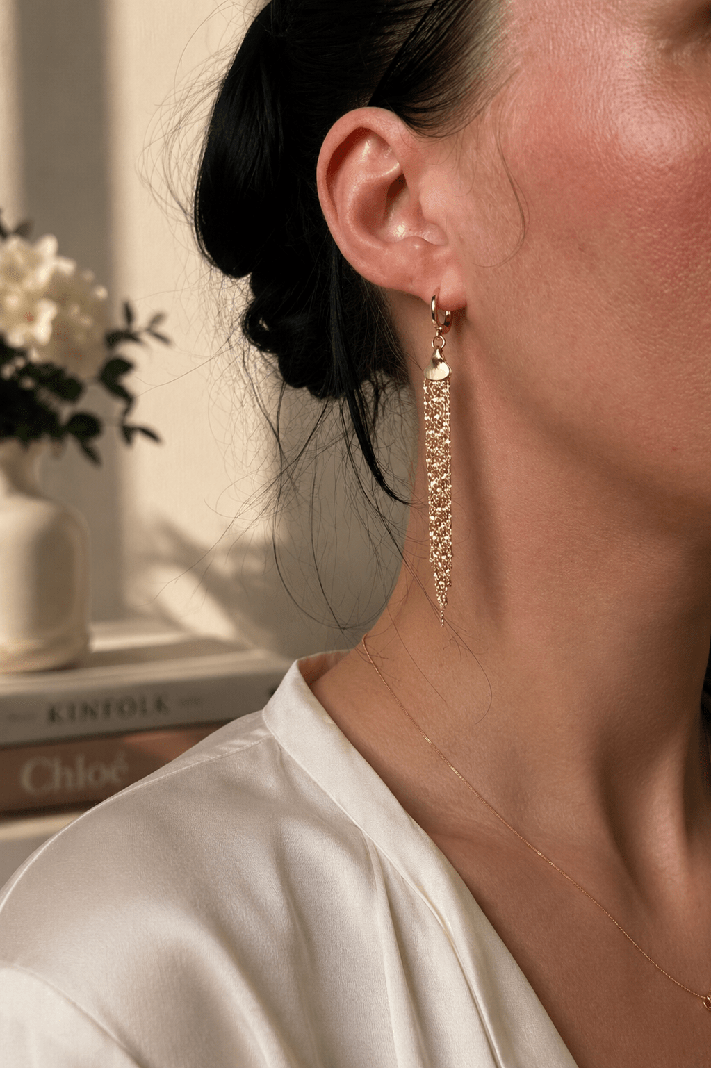 Sabine - 18k Gold Plated Dangle Earrings with Chains Gold Plated Jewelry for Women