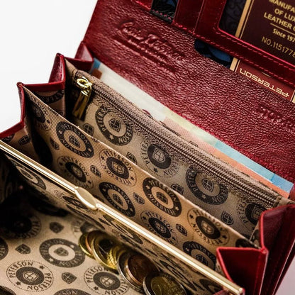 Sarkans sieviešu naudas maks – apzeltītas rotaslietas | Tavas Rotas