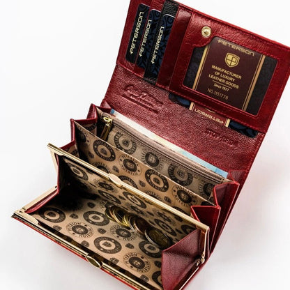 Sarkans sieviešu naudas maks – apzeltītas rotaslietas | Tavas Rotas