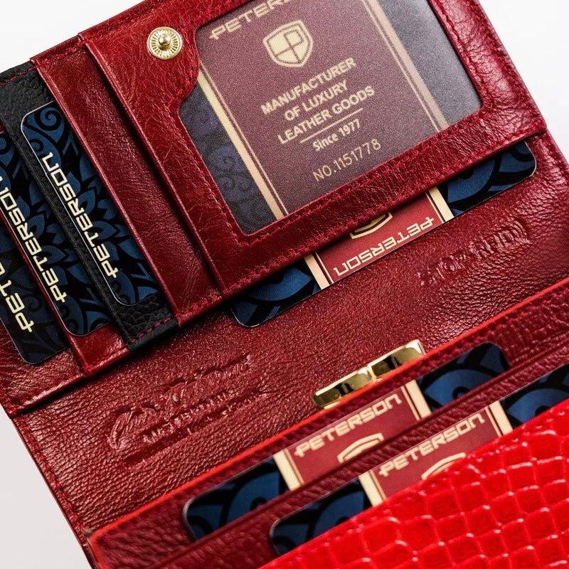 Sarkans sieviešu naudas maks – apzeltītas rotaslietas | Tavas Rotas