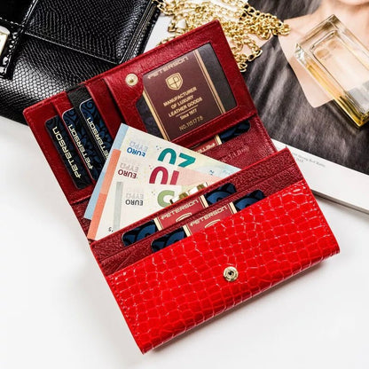 Sarkans sieviešu naudas maks – apzeltītas rotaslietas | Tavas Rotas