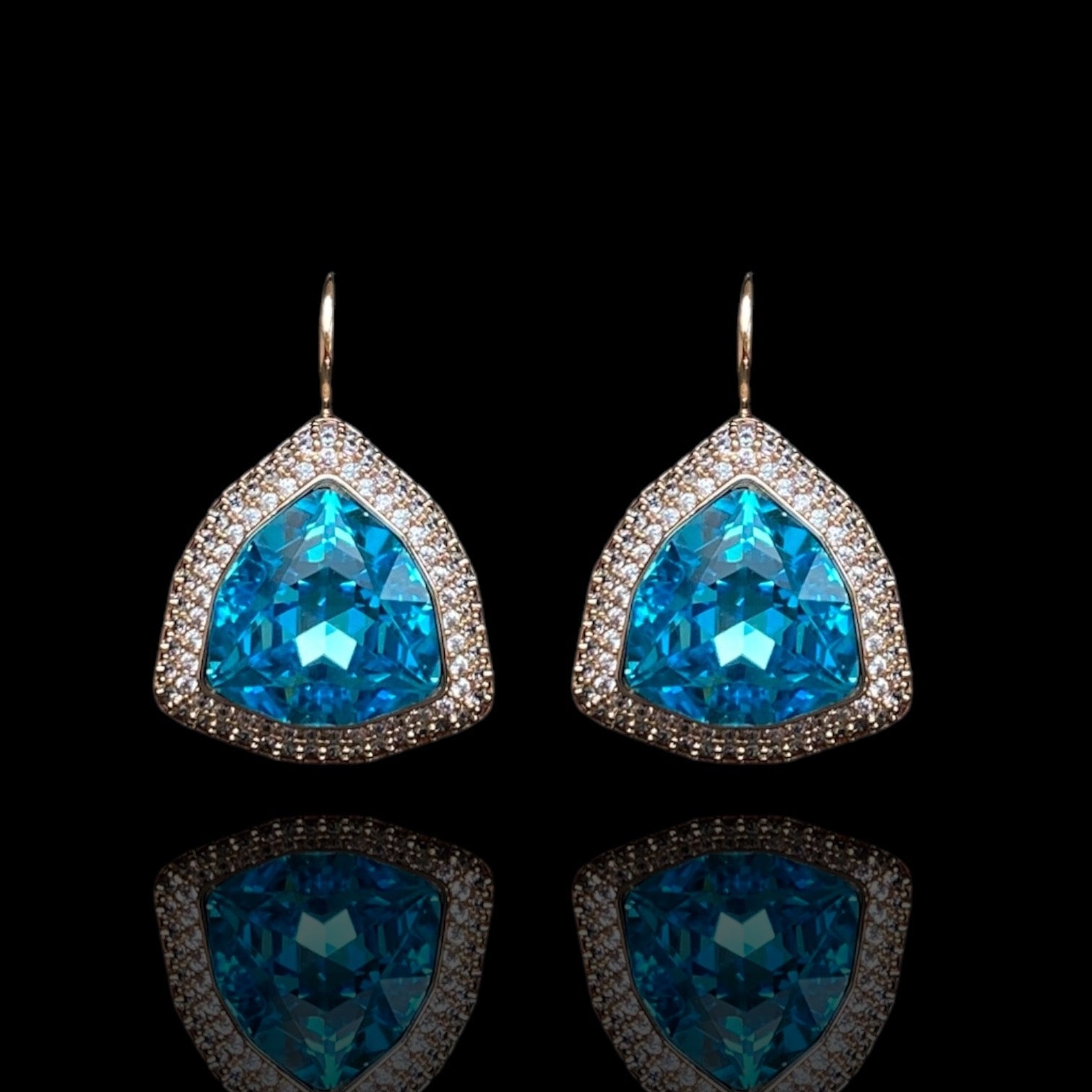 Sofia - 18k Gold - Plated Trillion - Cut Crystal Earrings