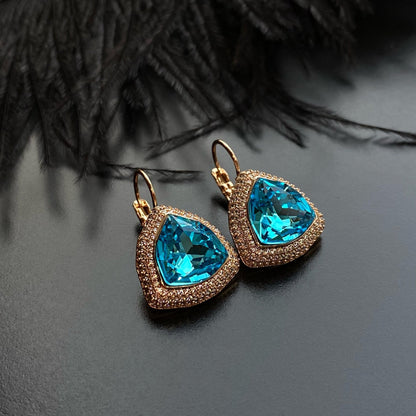 Sofia - 18k Gold - Plated Trillion - Cut Crystal Earrings