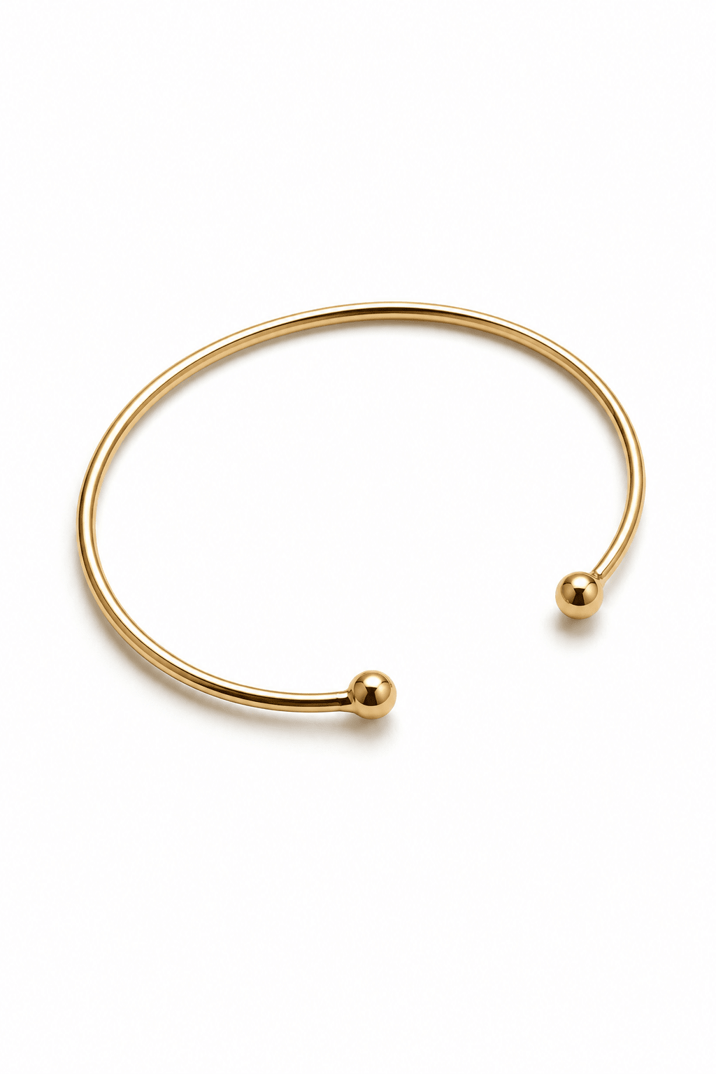 Tija - 18k gold plated bangle bracelet with ball ends gold plated jewelry for women