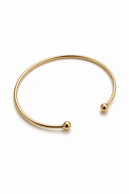 Tija - 18k gold plated bangle bracelet with ball ends gold plated jewelry for women