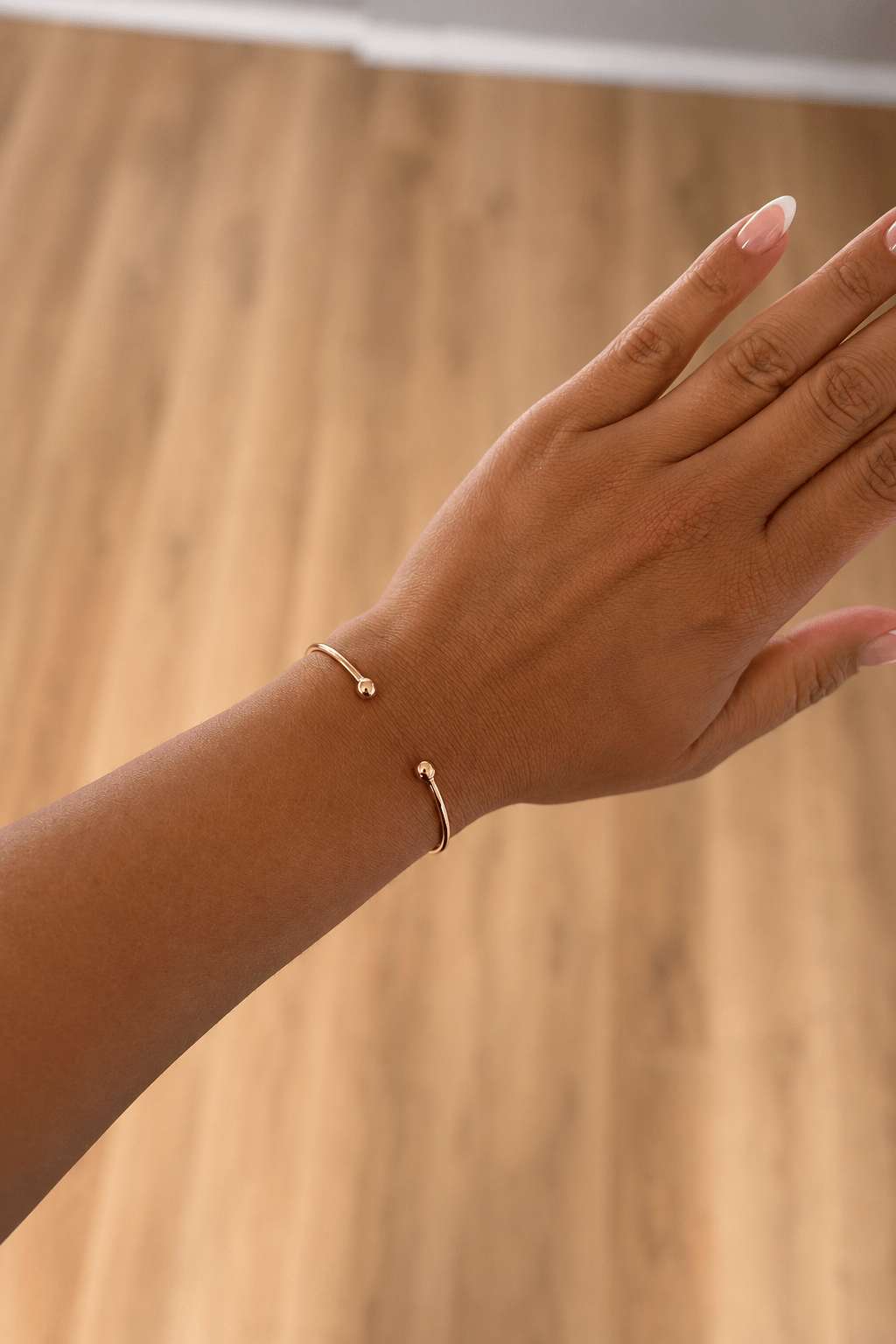 Tija - 18k gold plated bangle bracelet with ball ends gold plated jewelry for women