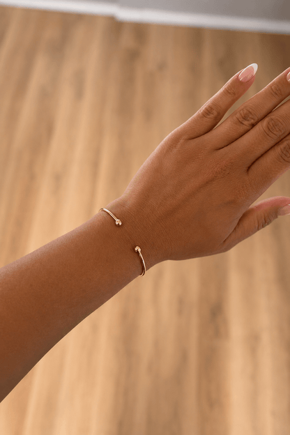 Tija - 18k gold plated bangle bracelet with ball ends gold plated jewelry for women