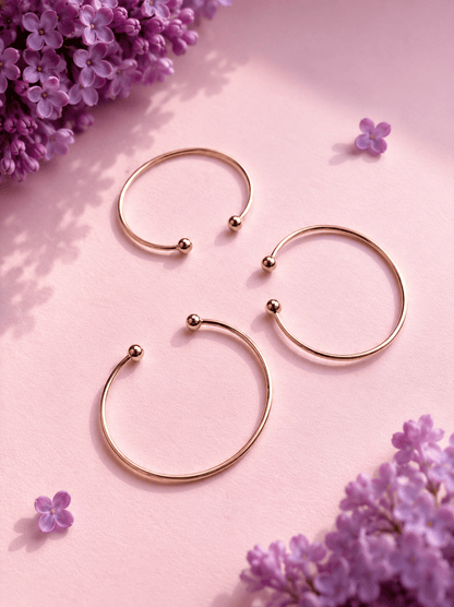 Tija - 18k gold plated bangle bracelet with ball ends gold plated jewelry for women