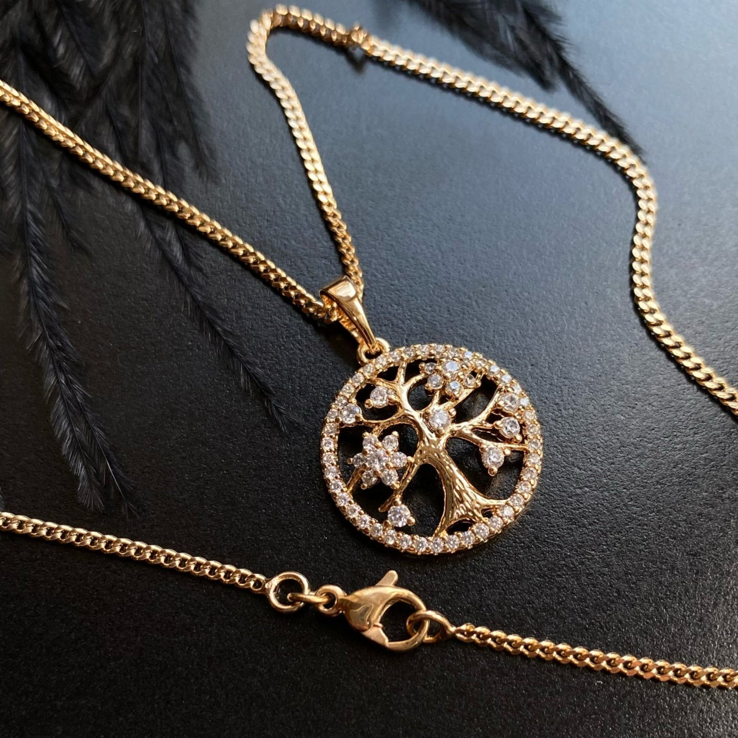 Tree of Life Glow 18k Gold - Plated Necklace with Zirconia