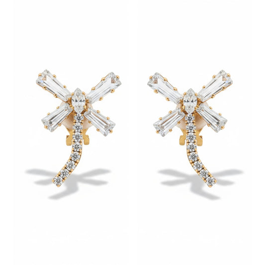 Golden Dragonfly – Gold-plated clips with zirconia