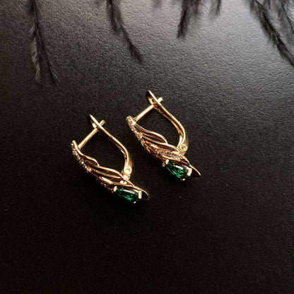 Valentina - 18k Gold - Plated Earrings with Emerald Stone18k gold - plated jewelrycrystal earringsDangle Earrings