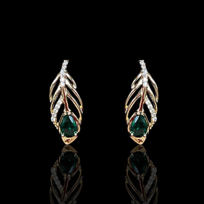 Valentina - 18k Gold - Plated Earrings with Emerald Stone18k gold - plated jewelrycrystal earringsDangle Earrings