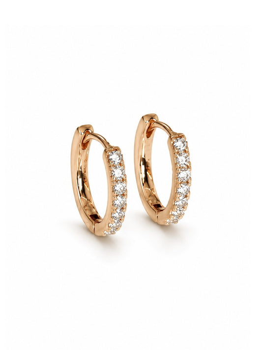 Eliza – 18k gold-plated pavé hoop earrings with cubic zirconia