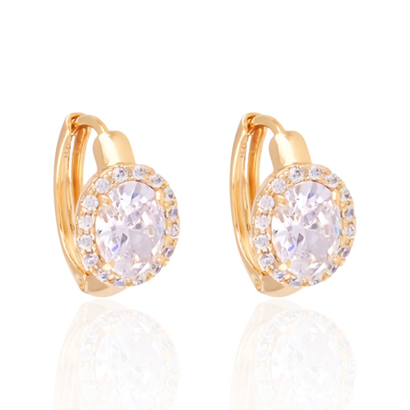 Gold-plated earrings with oval zirconia