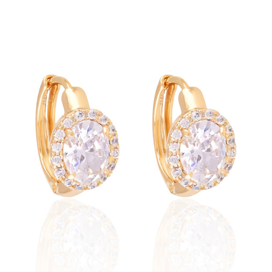 Gold-plated earrings with oval zirconia