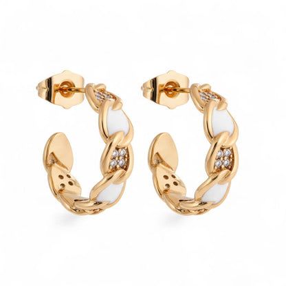 White Spark – Apzeltīti auskari ar baltu akcentu – apzeltītas rotaslietas | Tavas Rotas