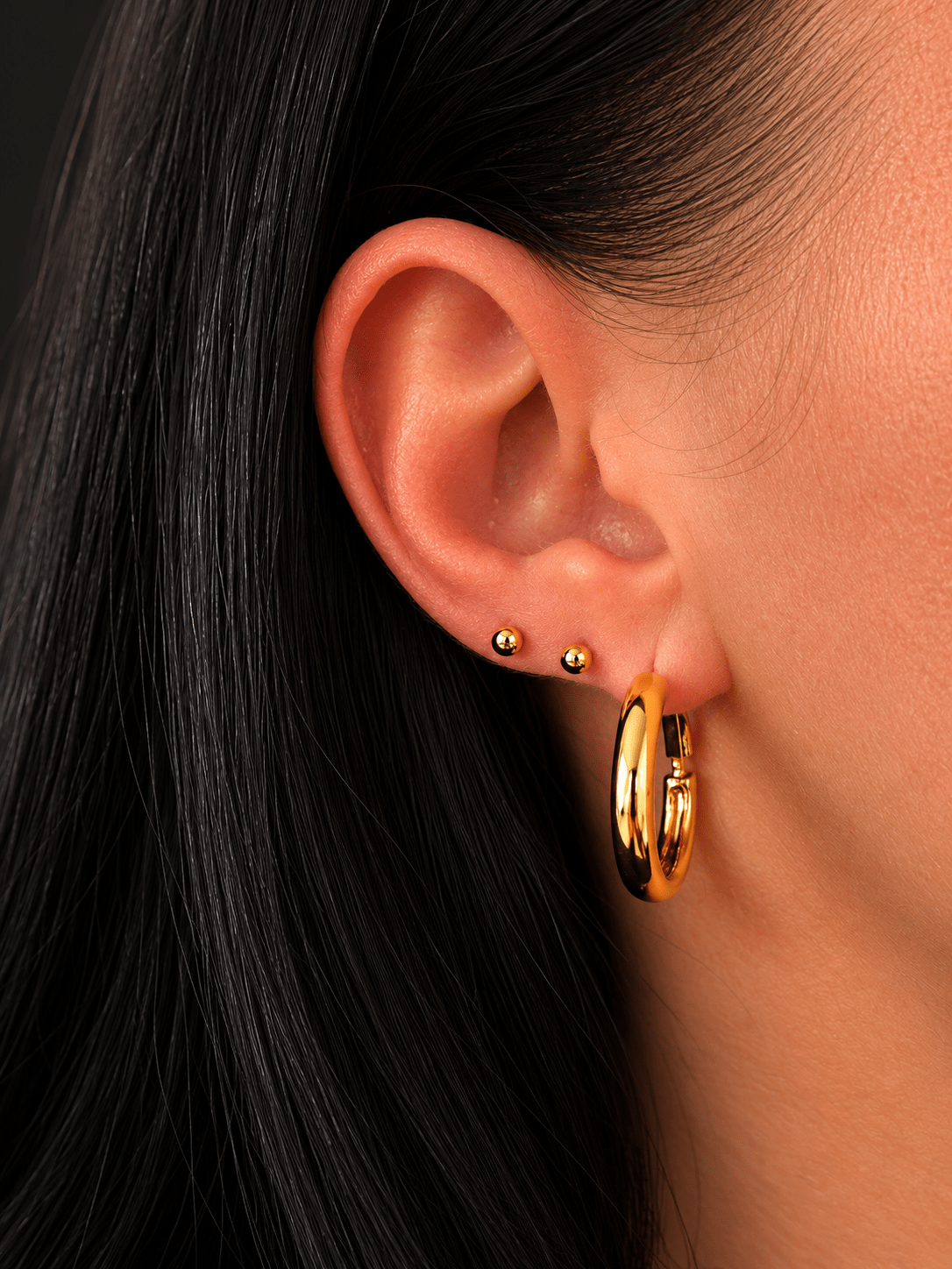 Zane - 18k Gold Plated Stud Earrings with Ball (3mm) Gold Plated Jewelry for Women